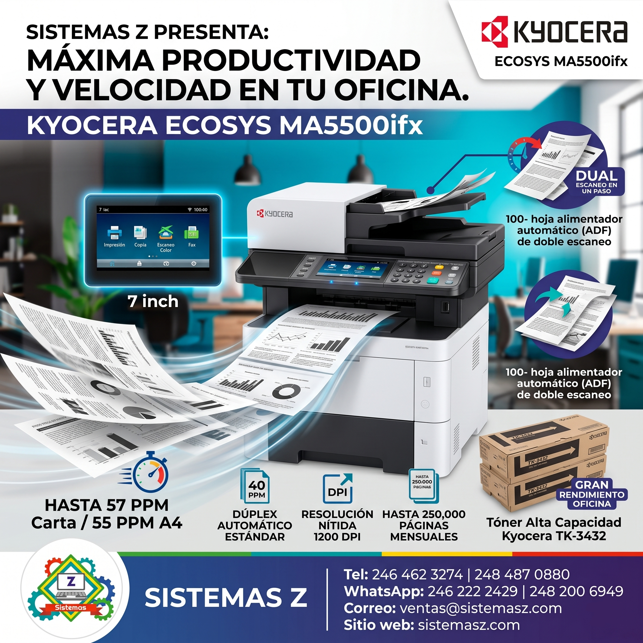 Impresora KYOCERA ECOSYS MA5500IFX $27,000